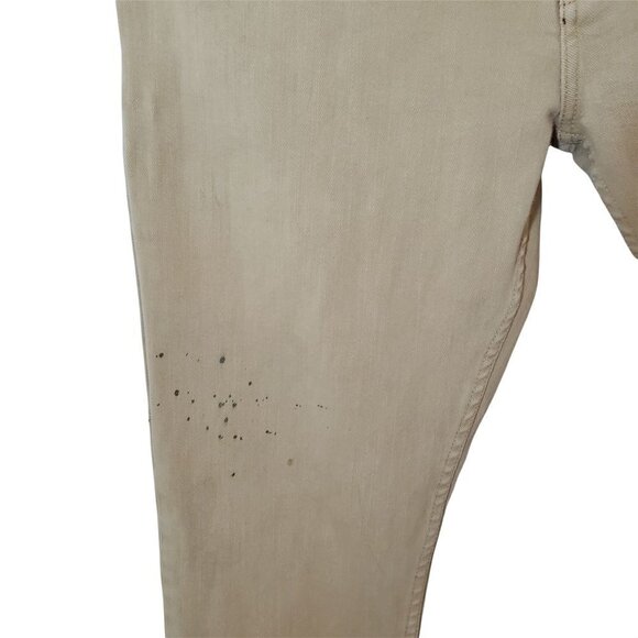 VTG DC Shoes Tan Jean 34/28 Button Fly Slim Skateboard Stretch Leather Logo - Picture 7 of 8